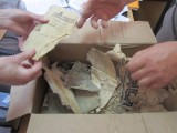 a box of Jewish papers