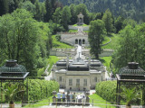 a view down the hill at the castle and gardens