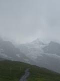 at Kleine Scheidegg, the mountains are only occasionally visible