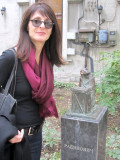 in the scupture park, Marla checks out Rabinovich the tailor