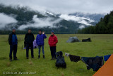 Aaron, Roy, Dave, and Janine - Arawhata campsite trying to dry out