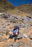 Aaron before the final walk up to Arcade Saddle, on skyline