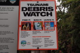 Tsunami debris sign at Hug Point Beach. Oregon Coast 