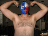 double bicep posing pro wrestler masks hairypecs pits chest.jpg