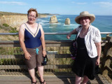 Marianne and Elaine at Twelve Apostles Visitor centre view