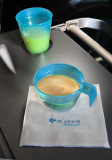 Even in flight a professor needs coffee