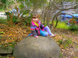 Zoe on Rock in Botannical Garden