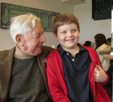 Uncle Ron (95 years old) and great great nephew, James (aged 7)
