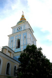 Side view of the top of the St. Michaels clock tower.