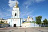 View of the St. Michael's clock tower and Golden Domes (to the right of it).