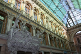 View of the upper details and glass ceiling of the Passage Mall.