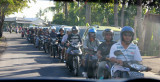 Early morning Bali motorbike traffic at rush hour.