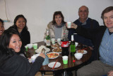 I am with the tour group. We are toasting each other during lunch.