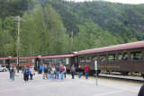 People disembarking from the train at Skagway. It was the terminus of our train trip.