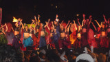 Dancing girls among mannequins.