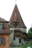 The Shoemakers Tower with a tiled roof.