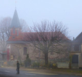 Walking to the village church...