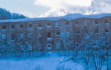Close-up of destroyed Platterhof hotel