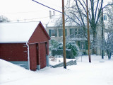 studio in the snow looking east towards Main Street