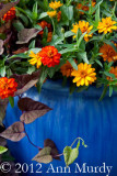 Blue pot with flowers