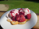 Home-grown raspberry waffle