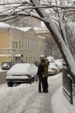 Downtown Moscow street in winter