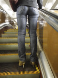 Aboard escalator in Moscow metro