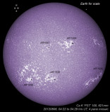20120806 04:22  to 04:29 hrs UT Ca K PST with 100, 621mm with Baader U BF