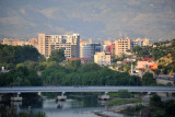 Distant view of Shkodr across the new bridge