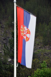 Serbian flag at the borderpost