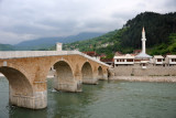 The arches of the bridge were destroyed by the Germans in 1945 and later rebuilt