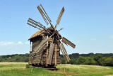 Windmill built of rough wood from Kydriavy, Poltavshchyna Region, Pyrohiv Museum of Folk Architecture