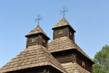 Detail of the roof and towers of the Church of the Resurrection, Pyrohiv