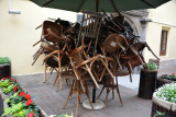 Pile of outdoor chairs, Lviv