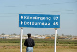 Driving to Konye-Urgench from the border city of Daşoguz