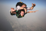 After some steady free fall, the instructor used his hands to induce a fast rotation