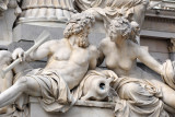 Pallas Athena Fountain - the River Inn as a bearded man and the Danube as a woman, sculpted by Hugo Hrdtl