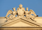 Sculptural detail of the Burgtheater, coat-of-arms supported by two angels
