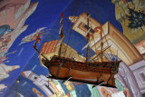 Model of a three-masted British ship hanging from the ceiling of Kykkos Monastery