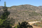 Driving north into the mountains along the B8 (E802) road from Limassol 