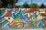 Colorful wall near the market along Alameda Manuel Enrique Araujo