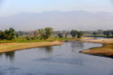 River crossing at El Tuela with a distant view of the Montaas de Chalatenango