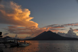 As sunset nears, Lago de Atitln from a dock in Panajachel