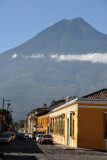 Volcan de Agua rising over 7300 feet above the city
