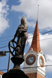 The statue in front of Campinas Station covered with some kind of netting