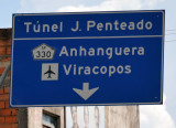 Road sign for Viracopos Airport, Tnel J. Penteado, Campinas