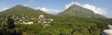 Panoramic view of the Po Lin Monastery and the moutons of Lantau from the Tian Tan Buddha