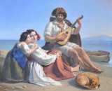 Neapolitan Fishermans Family on the Beach, A. Riedel, 1833