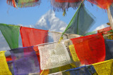 Machhapuchhare and Buddhist prayer flags, Pokhara