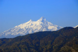 First view of Himalchuli (7893m/25,895ft) on the Prithvi Highway leaving Kathmandu